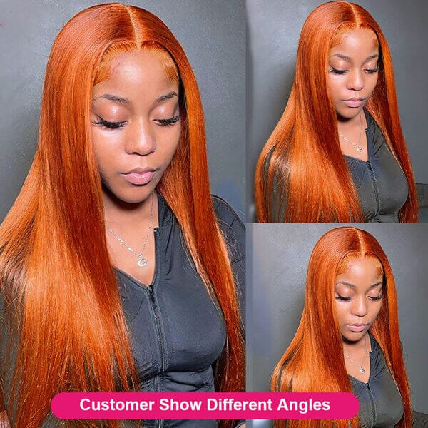 Aligrace 13x4 Lace Straight Wigs Ginger Orange Color