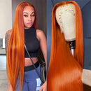 Aligrace 13x4 Lace Straight Wigs Ginger Orange Color