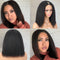 Megalook Thin V Part Wig Kinky Straight Bob Human Hair Wigs Without Leave Out