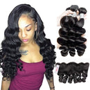 Dola Hair Brazilian Virgin Hair Loose Wave Hair Bundles With HD Lace Frontal Closure 13x4