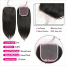 Ali Grace 12A Grade HD Straight Hair 4x4 5x5 Lace Closure Free part Suit Skin Well Can Be Dyed