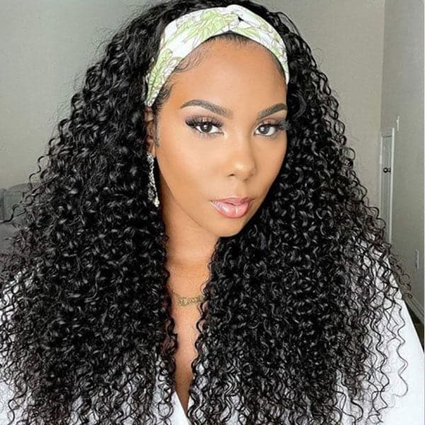 Afro Kinky Curly Headband Wig Human Hair Glueless Wigs Kinky Curly Wigs