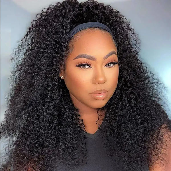 Afro Kinky Curly Headband Wig Human Hair Glueless Wigs Kinky Curly Wigs