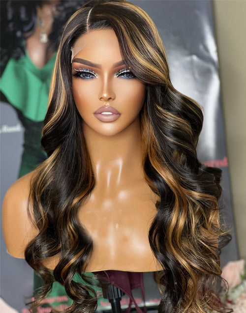 Jessies Wig Highlight Honey Blonde 5X5 HD Lace Body Wave Lace Closure Wig Brazilian Human Hair Wig