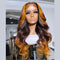 New Arrival Highlight Ginger / Rose Pink Colored Body Wave Lace Front Lace Closure Human Hair Wig