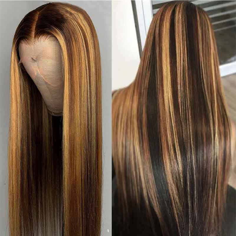 Ali Grace 13x4 Lace Front  Straight Hair Wig Highlight Brown Color