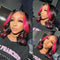 tiktok Short Bob Pink Rose Color Skunk Stripe Highlight Wig 100% Real Human Hair Wig 180% Density