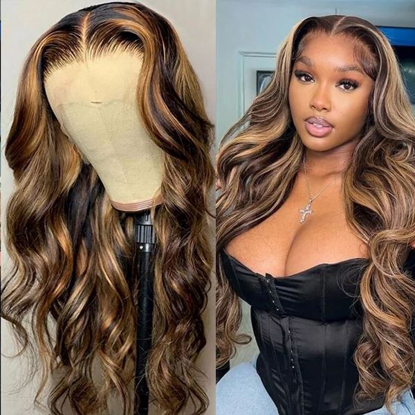 Ali Grace 13x4 Lace Front Body Wave Wigs HighLight Brown Color