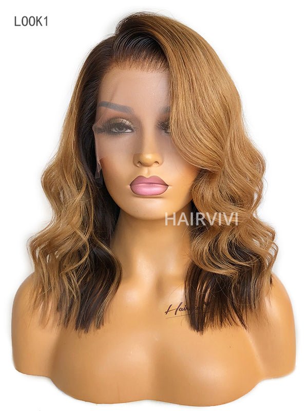 Hairvivi Zuri Honey Blonde Lace Front Wig With Dark Brown Color Underneath HD Lace