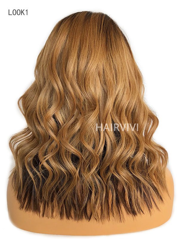 Hairvivi Zuri Honey Blonde Lace Front Wig With Dark Brown Color Underneath HD Lace