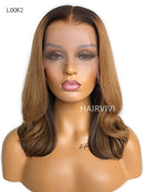 Hairvivi Zuri Honey Blonde Lace Front Wig With Dark Brown Color Underneath HD Lace