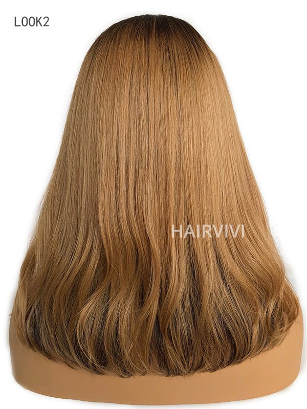 Hairvivi Zuri Honey Blonde Lace Front Wig With Dark Brown Color Underneath HD Lace