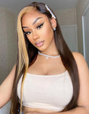 Jessies Wig Flash Deal $169.99 18" Glueless 13x4 HD Lace Highlight Straight Lace Front Wig Human Hair Wig