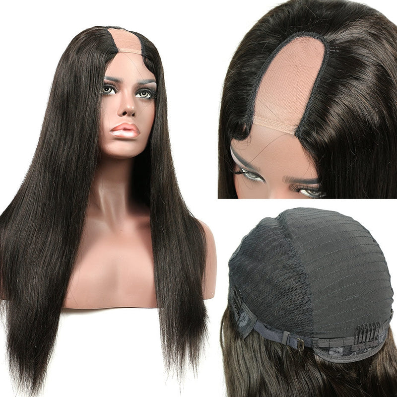 Dola Hair U PART WIG QUICK & EASY AFFORDABLE Straight WIG Human Hair 180 Density