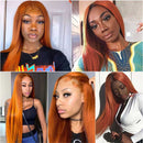 Aligrace 4x4 Closure Lace Straight Wigs Ginger Orange Color