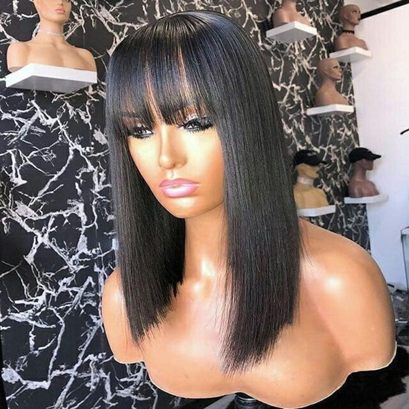 Dola Hair Straight Bang Wig Human Hair Brazilian Glueless Wig No Lace