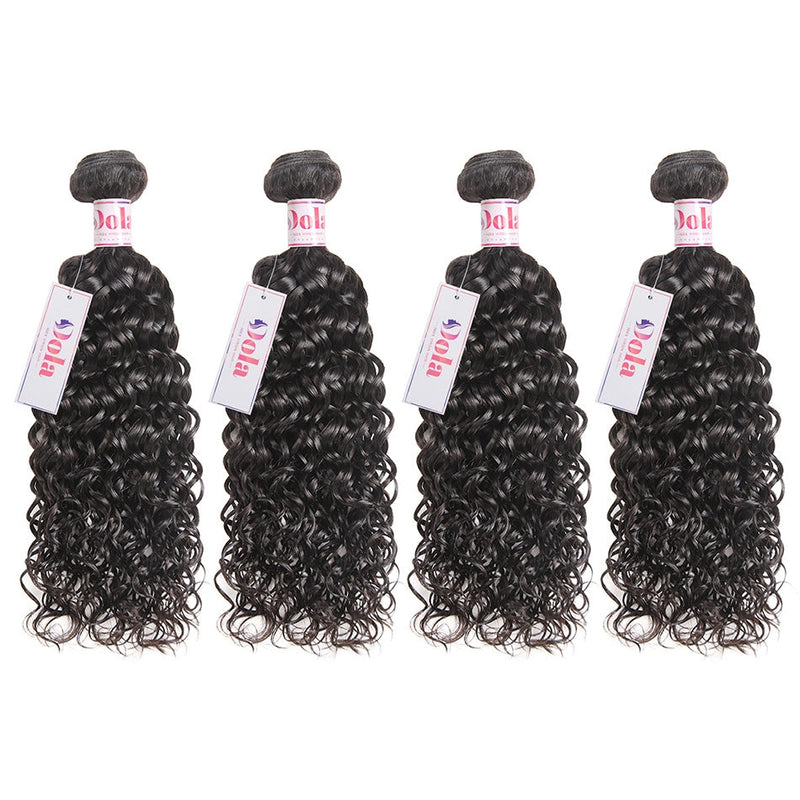 Dola Hair Water Wave Curly Brazilian Hair Bundles With HD Lace Frontal