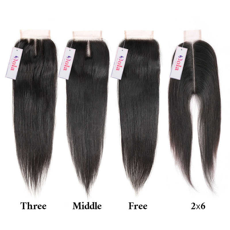 Dola Hair 2x6 Part Lace Closure With 3 Bundles 8A Brazilian Straight Hair