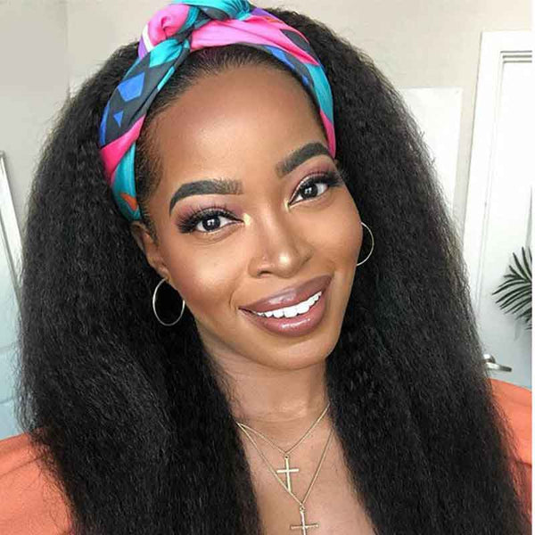 Aligrace Headband Yaki Kinky Straight Glueless Human Hair Wigs