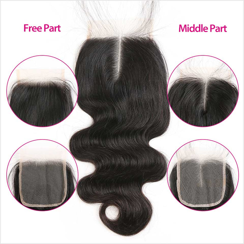 Brazilian Body Wave 4x4 Closure 100% Human Hair Lace Closure Natural Color Body Wave Closure Remy Hair