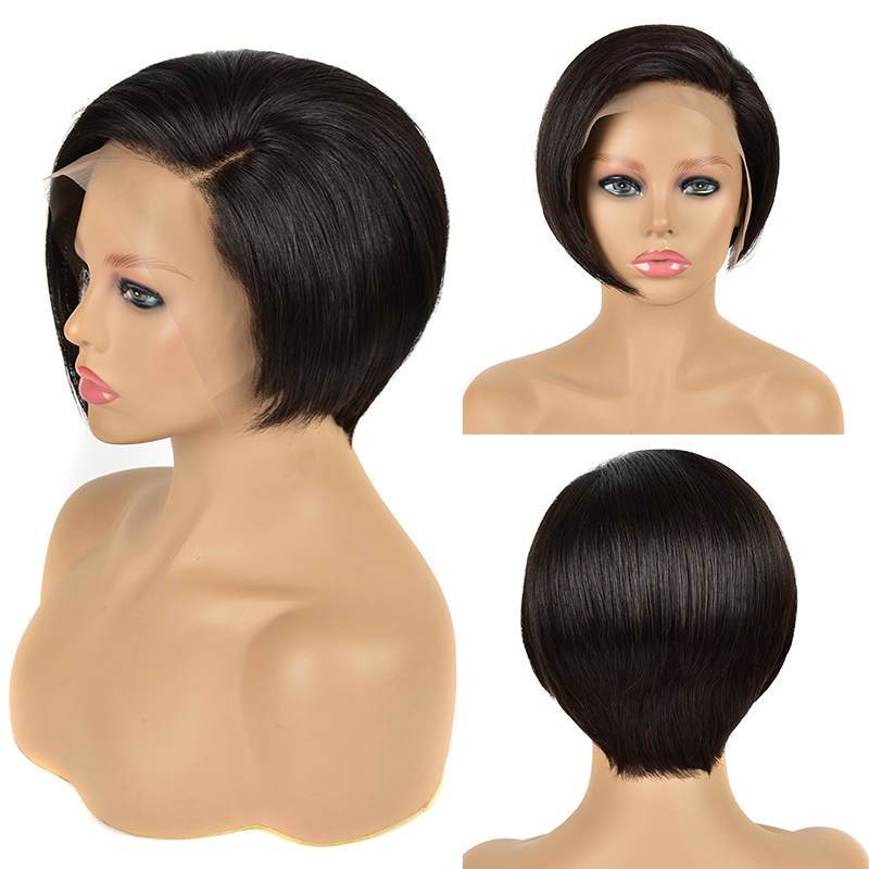 Aligrace Pixie Cut Lace Frontal Straight Human Hair Wigs