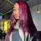 Upgrade 210% Density Purple Money Piece Wig Human Hair 99j Color Hair With Pink Streak Side Part Highlight Wigs