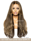 Hairvivi Maeve Long Layered Wig With Bangs 180% Density Brown Lace Front