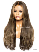 Hairvivi Maeve Long Layered Wig With Bangs 180% Density Brown Lace Front