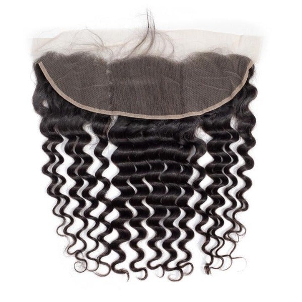 CurlyMe Loose Deep Virgin Human Hair 4 Bundles with 13x4 Frontal Natural Black