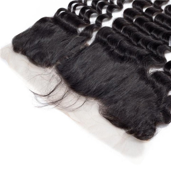 CurlyMe Loose Deep Wave Virgin Human Hair 13x4 Lace Frontal Natural Black