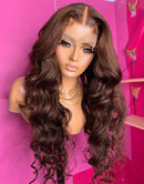 Jessies Wig Brown Color Loose Wave Human Hair Lace Front Wigs 4x4 Available