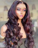 Jessies Wig Highlight 99J Colored Body Wave 13x4 Lace Front Wig HD Lace 4x4 Lace Closure Wig