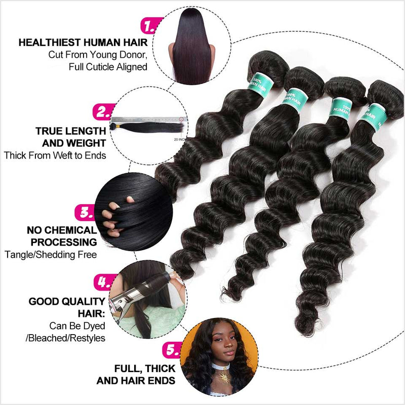 Ali Grace 4 Pcs Loose Wave Human Hair Weaves