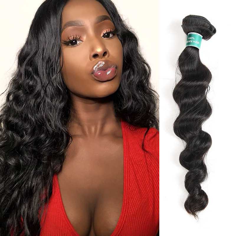 Ali Grace 12a Grade Loose Wave 1 Bundle Deal Thick Full Human Hair Weave Bundles Natural Black