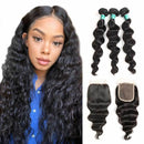 Ali Grace Peruvian Loose Wave Bundles 3 Pcs With 4x4 Lace Closure