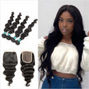 Ali Grace Loose Wave Hair Bundles 4 Pcs With 4x4 Lace Closure