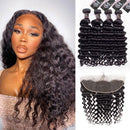 CurlyMe Loose Deep Virgin Human Hair 4 Bundles with 13x4 Frontal Natural Black