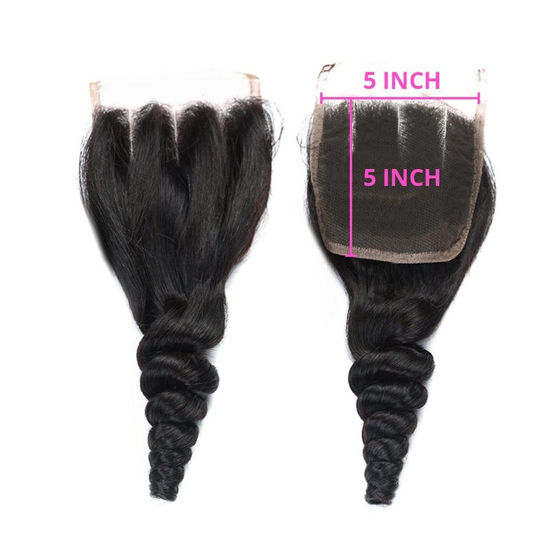 Dola Hair Brazilian Virgin Hair Loose Wave Bundles With 5X5 HDLace Top Closure