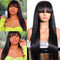 Aligrace Full Machine Made Straight Wigs with Bangs Black Color