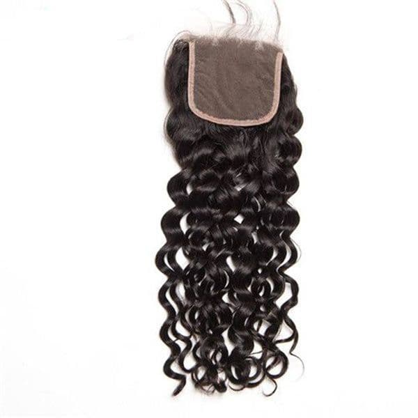 Malaysian Water Wave Natural Hair 3 Bundles With Lace Closure 100% Unprocessed Malaysian Water Wave Hair Weave Bundles Natural Color