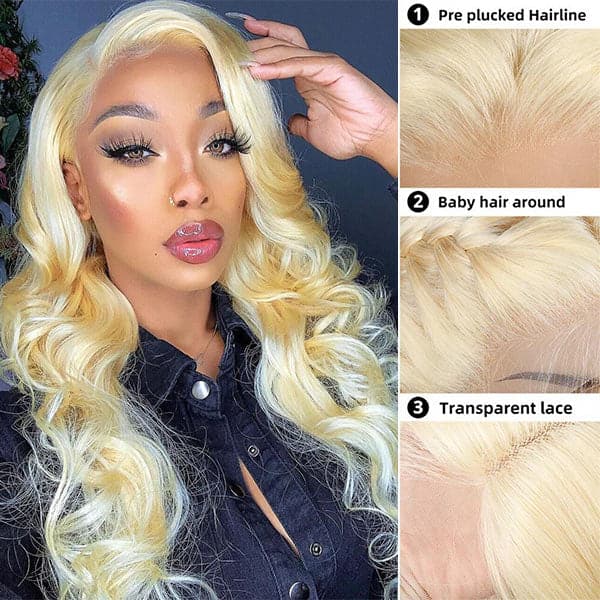 Mslynn 613 Blonde Wig Body Wave Human Hair Wigs Long Blonde Wig Lace Front Wigs