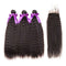 Mslynn Virgin Hair Brazilian Weave 3 Bundles Kinky Straight Hair With Lace Closure Yaki Straight