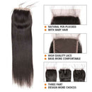 Malaysian Straight Virgin Hair 4 Bundles with Closure with Baby Hair