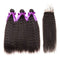 Mslynn 100% Human Hair Kinky Straight Hair 3 Bundles Human Hair Bundles With Lace Closure