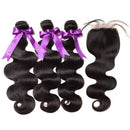 Peruvian Hair Body Wave 3 Bundles With Lace Closure Virgin Human Hair Weave Bundles With Lace Closure