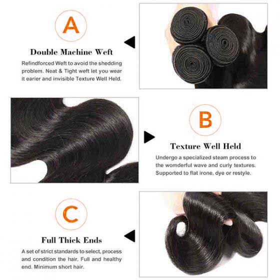 4 Bundles Body Wave Hair 100% Virgin Hair Bundles Natural Color