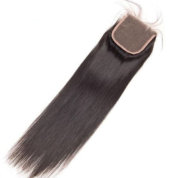 Mslynn Hair Peruvian Straight Hair 4 Bundles with Lace Closure Virgin Remy Hair Weave 100% Unprocessed Human Natural Color