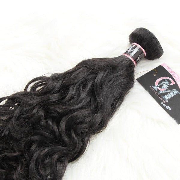 CurlyMe Natural Wave Virgin Human Hair 3 Bundles With 13x4 Frontal Natural Black