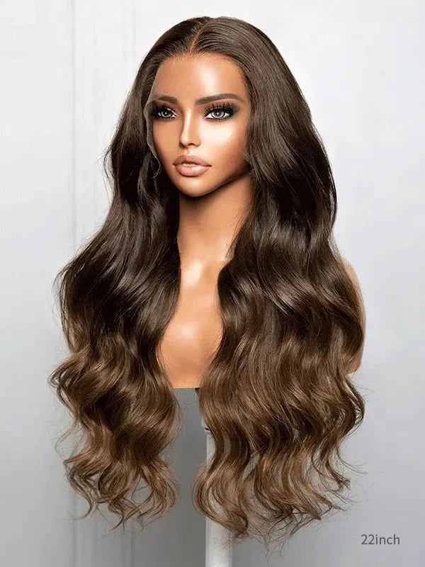 Hairvivi Chase Brown Ombre Human Hair Glueless Wigs Natural Looking HD Lace