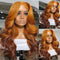 High 210% Density New Arrival Long Orange Ombre #4 Blonde Body Wave Human Hair Wigs Ombre Colored Fall Trend Wigs